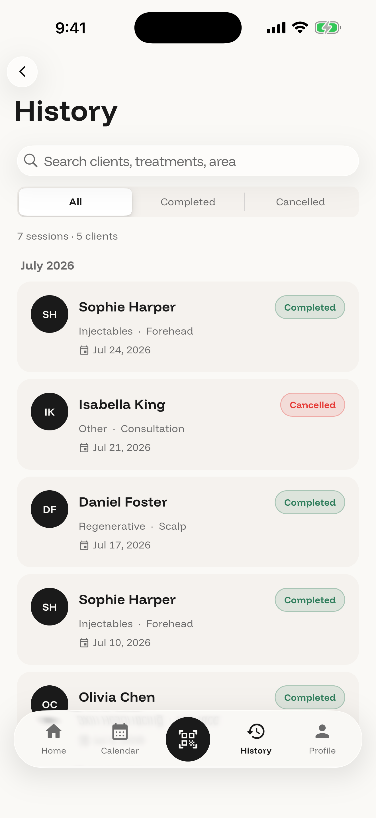 Session history across clients